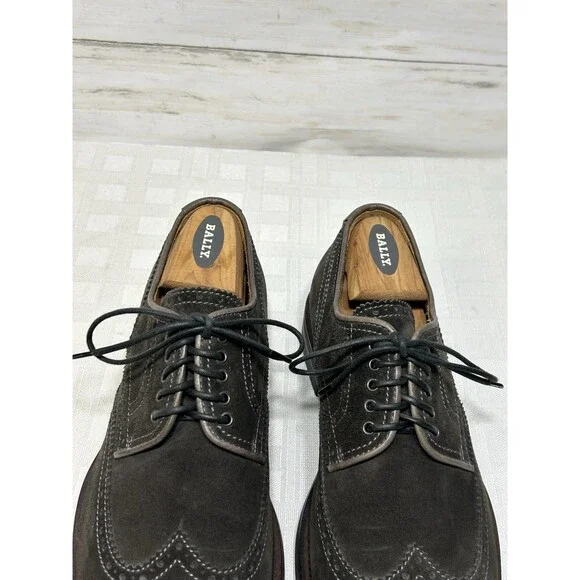 EXCELLENT! Aquatalia Italy Dark Brown Suede Leather Wingtip Shoes Men’s Size 10